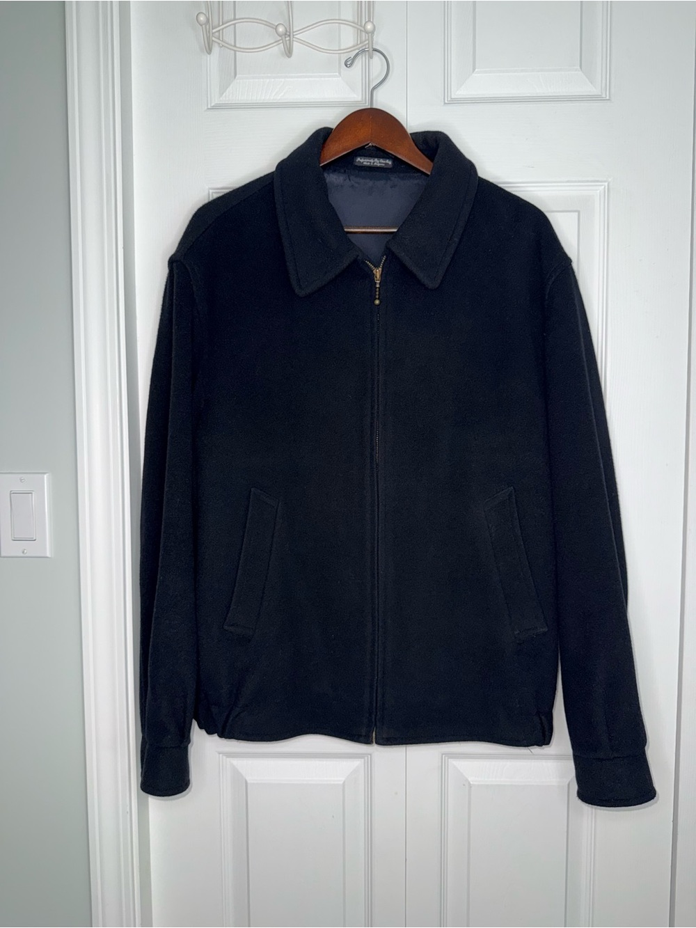 San-Felice Vintage Mens Wool Cashmere Blend Zip Jacket Italian Fabric XL Black